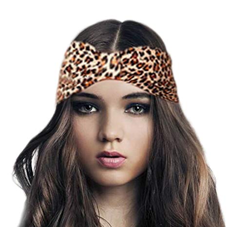Unicra Women's Sports Headbands Turban Headwraps Leopard Print Headband Elastic Fabric for Sports or Yoga