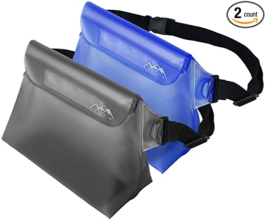 SMARTAKE 2-Pack Waterproof Pouch with Waist Strap, Durable Dry Bag for Phone, Valuables and Wallet, Waterproof Belt Bag Fanny Packs Phone Case for Swimming Boating Snorkeling Fishing and Beach
