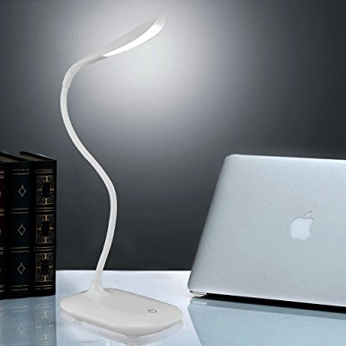 Anpress Modern Flexible LED Desk Lamp,Dimmable Eye Care Reading Lamp,3 Levels Brightness with Touch Switch,Rechargeable with USB Cable,360 Degree Adjustable Desk Light for Kids,Home,Office