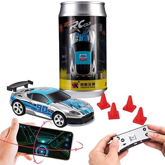 Remote Control car, Gravity Sensor Control, Remote Control, Mobile Phone Control 3 Modes of RC Car, Creative Coke can Pocket Racing, 2.4G (Silver)