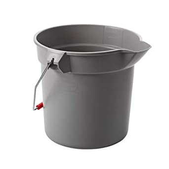 Rubbermaid Commercial FG296300GRAY 10-1/2" Diameter, 10-1/4" Height, Gray, Brute High-Density Polyethylene Round Bucket, 9.46 Liter