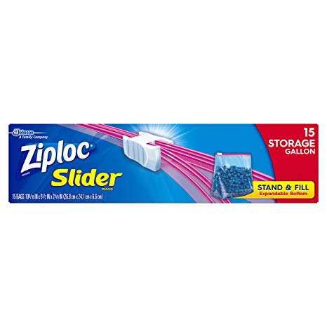 Ziploc Slider Storage Bags, Gallon, 15 ct