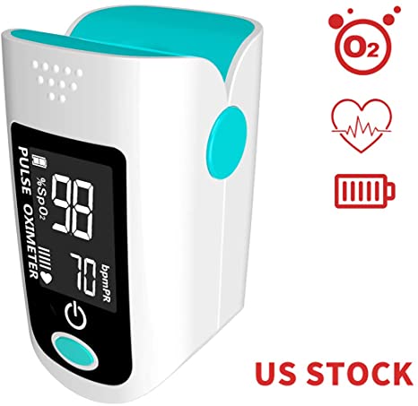 Fingertip Oximeter, Blood Oxygen Saturation Monitor, Pulse Heart Rate and Fast Spo2 Reading Oxygen Meter with Plethysmograph
