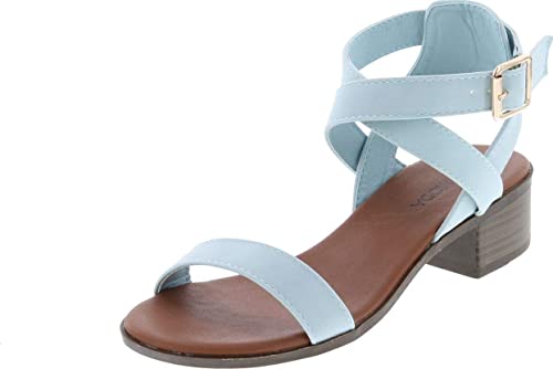 TOP Moda Women's Vision-75 Ankle Wrap Adjustable Buckle Stacked Chunky Heel Sandal