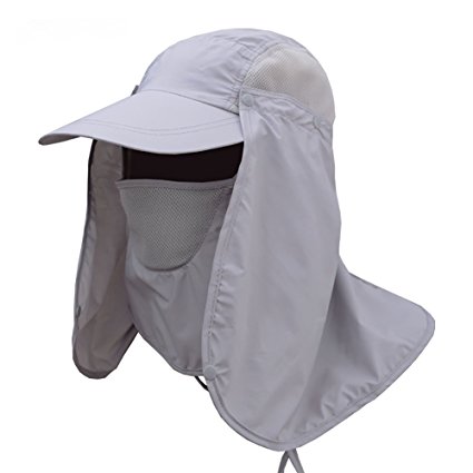 YINGEE Outdoor Fishing Hat, 360 ° UV Sunscreen Sun Hat Removable Neck And Mask Cap, Solar Protection UPF 50  Outdoor Garden, Fishing Outdoor Activities