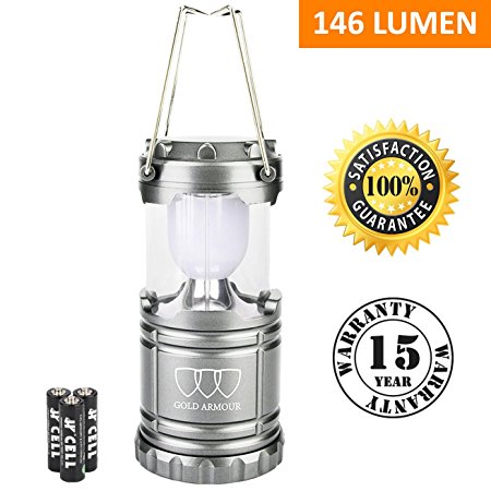 LED Lantern - Camping Lantern (4 COLORS: BLACK, GRAY, BLUE, GOLDEN BROWN) Camping Equipment Gear Lights - for Hiking, Emergencies, Hurricanes, Outages, Storms