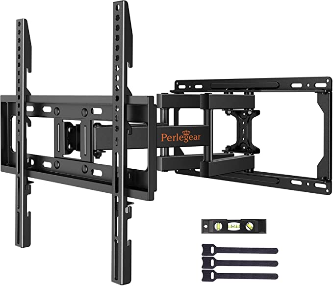 Full Motion TV Wall Mount Bracket Swivel Articulating Extension Tilt Arms for 26-55 inch LED LCD OLED 4K Flat Curved TV Max VESA 400x400mm up to 100lbs by Perlegear