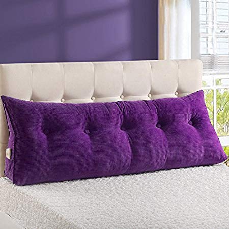 WOWMAX Filled Triangular Sofa Bed Back Cushion Positioning Support Backrest/Reading Pillows with Removable Cover, Purple, Large