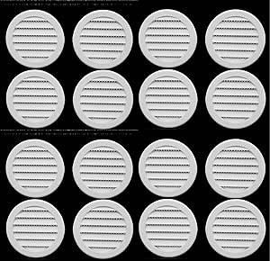 3" Round Plastic Louver Soffit Air Vent Reptile Screen Grille Cover (16, White)