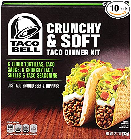 Taco Bell Crunchy and Soft Taco Dinner Kit, 12.77 Ounce (Pack of 10)