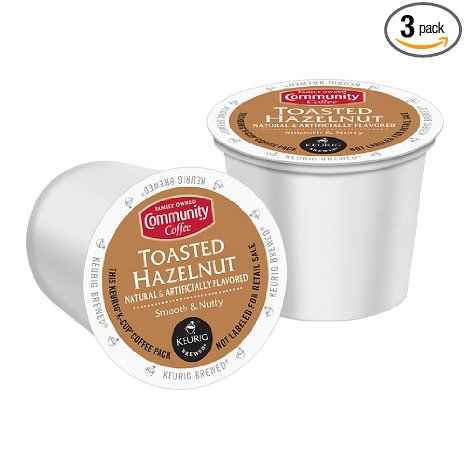 Community Coffee K-Cup Pods, Toasted Hazelnut,  12 Count (Pack of 3)