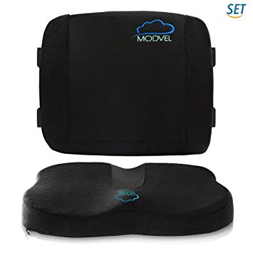 MODVEL Set Lumbar Support Pillow for Office Chair and Car Seat Cushion-Ultimate Comfort Set Relieves Back, Tailbone Pain, Sciatica (MV-701)