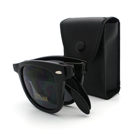 Folding Sunglasses Open Fold Old School Wayfarers Free Black Case