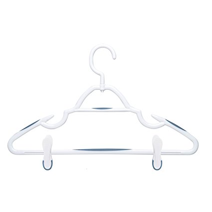Honey-Can-Do HNG-01324 Soft Touch Swivel Hangers with Clips, White/Blue, 3-Pack
