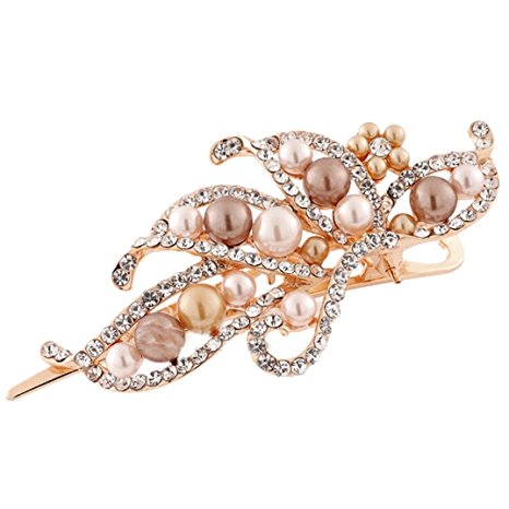 Binmer(TM)Women Hairpin Lovely Vintage Jewelry Crystal Pearl Duckbill Clip Beauty Tools