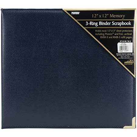 Pioneer Photo 12-by-12-Inch Sewn Oxford Cover Scrapbook Album, Navy Blue