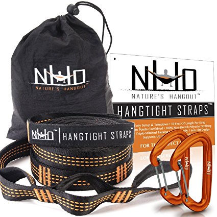 HangTight Hammock Straps - Quick & Easy Setup For All Hammocks. Extra Strong, Lightweight & Tree Friendly. No Stretch Polyester. 20 Feet Long & 32 Adjustable Loops Total
