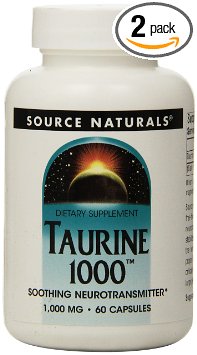 Source Naturals Taurine 1000mg, 60 Capsules (Pack of 2)