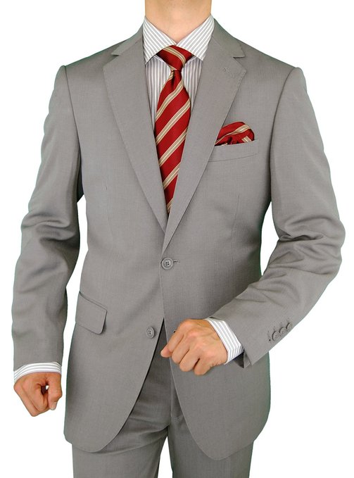 Gino Valentino Men's 2 Button Modern Jacket Flat Front Pants Faint Herringbone Suit