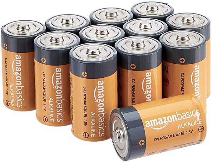 AmazonBasics D Cell 1.5 Volt Everyday Alkaline Batteries - Pack of 12 (Packaging may vary)