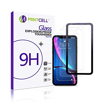 MintCell Tempered Glass Screen Protector 3-Pack for Apple iPhone XR (6.1 inch) Absolute Clarity Perfect 3D Touch Accuracy Case Friendly