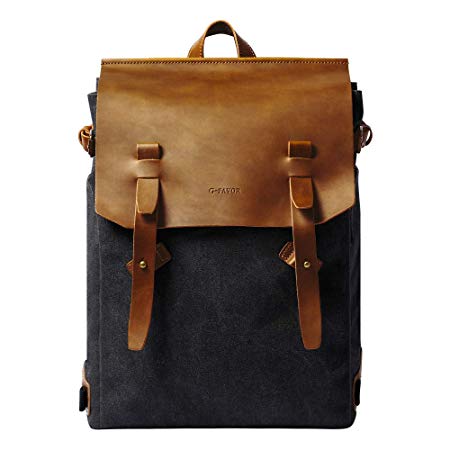 S-POINT Casual Laptop Backpack Vintage Canvas Unisex Travel Daypack College Rucksack bag Fits 15.6 Inch Laptop for men women