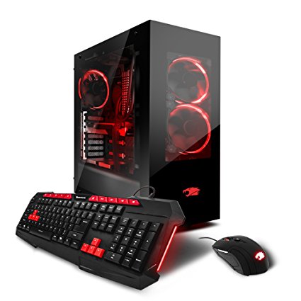 iBUYPOWER AM3101EA Desktop Gaming PC Ryzen 7 1700 8-Core 3.0 GHz, AMD RX 480 4GB, 8GB DDR4 RAM, 1TB HDD, 120GB SSD, VR Ready, Win 10 Home, Black