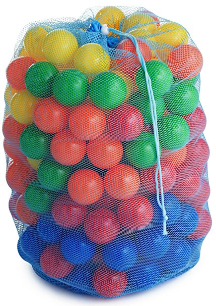 100 Heavy Duty Plastic Soft Air-Filled Pit Balls for Ball Pits, Baby Playpen, Pack ‘n Play, Bounce Houses, Play Tents, Playhouses, Kiddie Pools, etc. / 5 Bright Colors; Exciting Fun Toy for Toddler, Baby, Kids and Young Adults / Crush Proof, Commercial Grade, Phthalate Free & PVC Free (100 Balls)