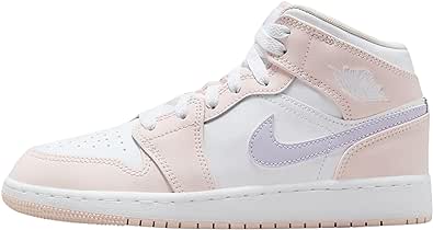 NIKE Air Jordan 1 Mid GS Big Kid's Shoe Pink Wash/Violet Frost-White (FD8780 601)