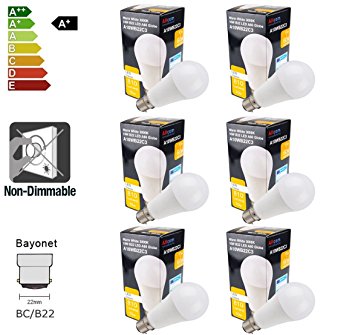 6 Pack: Allcam 10W B22 LED Bulb GLS Bayonet LED Lights, Ultra Bright 810 Lumen, 270° Beam Angle, replaces incandescent 60W-70W A60 Globe Bulbs 3000K Warm White