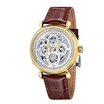 Thomas Earnshaw Grand calendar Men's Automatic Watch with White Dial Analogue Display with Brown Leather Strap ES-8043-03