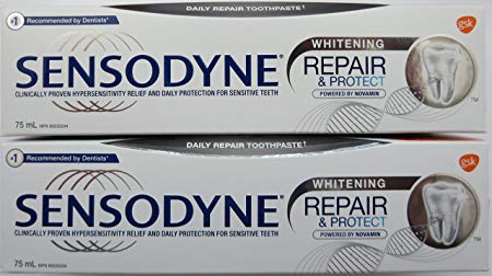 ( Pack of 2 ) Sensodyne with Novamin, Repair & Protect, Whitening 75 mL ( Canadian )