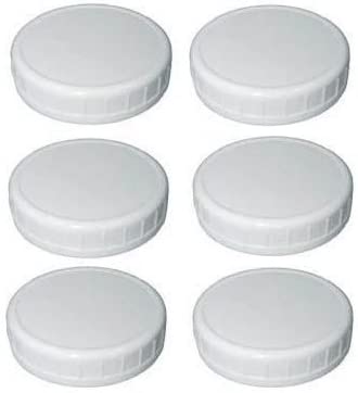 Sunshine Mason Co. Wide Mouth Mason Jar Plastic Storage Caps 6 Pieces, White