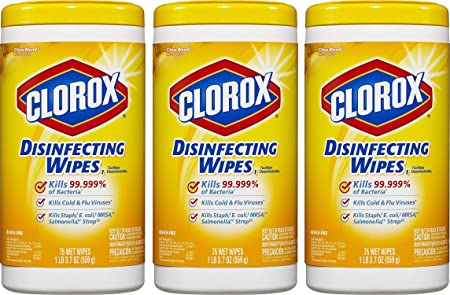 Clorox Disinfecting Wipes Lemon 3 Packs of 75 Count, 225 Count