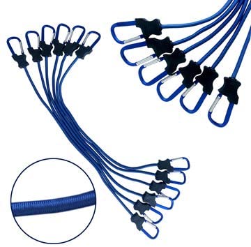 Typhon East Bungee Cords with Carabiner Hooks (Set of 6) | 30" Heavy Duty Tie Downs | UV Treated Straps with Durable Latex Core | Cord Ties for Tarp, Truck Rack, Camping Accessories and More (Blue)