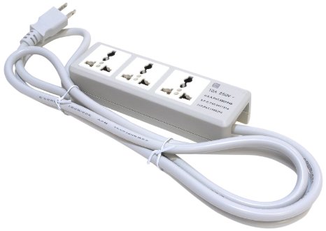Ceptics Portable Travel Power Strip Charger 3 Universal Outlet Input From 100v-240v Power Sockets, US Cord