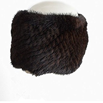 Valpeak Womens Winter Headbands Real Knitted Mink Fur Earmuff Hat Strong Elasticity