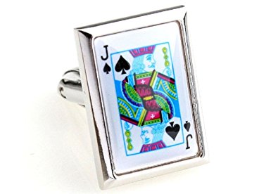 MRCUFF Jack of Spades Playing Card Poker Pair Cufflinks in a Presentation Gift Box & Polishing Cloth