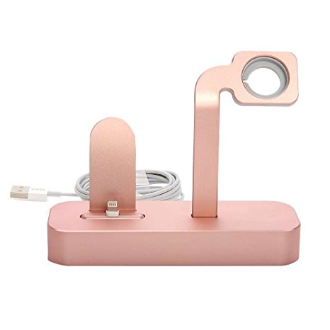 Apple Watch Stand, COTEetCI [2 in 1 Charging Dock] iPhone Docking Station Multifunctional Dock Cradle for Apple Watch 38mm/ 42mm, iPhone 6/SE -Rose Gold