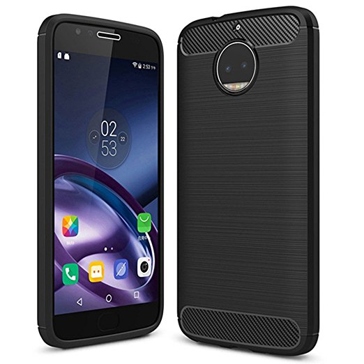 Moto G5S Plus Case, Moto G5S  Case - Suensan TPU Shock Absorption Technology Raised Bezels Protective Case Cover for Motorola Moto XT1806 (USA) (TPU Black)