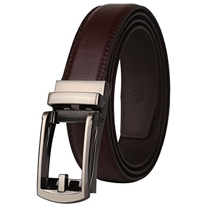 Belts for men,Dante men's Ratchet Click Dress Belt with Genuine Leather,Trim to Fit