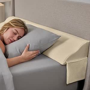 Gorilla Grip Bed Pillow Wedge Queen Size Headboard Gap Filler, Comfortable and Supportive High Density Foam Angled Pillows, Stay in Place Gripping Dots, Support Sleep Wedges Between Mattress, Cream