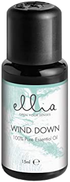 Ellia Aroma Diffuser Wind Down Essential Oil Mix - Blend of Lavender, Vetiver   Clary Sage, Pure Aromatherapy Diffusing, Soothe Senses, Ease Mind at Bed Time, Relax   Release Emotional Tension - 15 ml