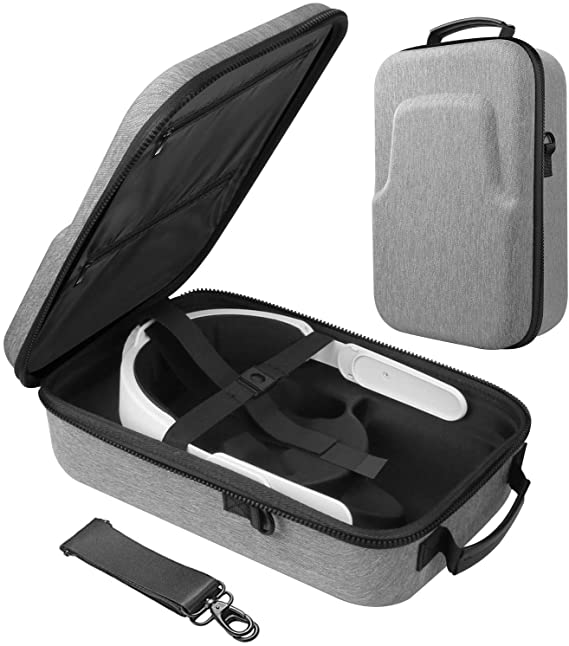 MASiKEN K3 Elite Head Strap with Carry Case For Oculus Quest 2, Adjustable K3 Bracket & Sturdy Zipper Case&Lens Cover,Comfort Foam Pad Strap,Light Weight Protection Travel Case(Gray)