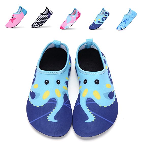 DKRUCAK Girls Boys Water Shoes Lightweight Quick-Dry Barefoot Aqua Socks Shoes For Lawn Pool Dance