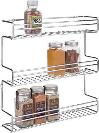 InterDesign Classico Wall Mount Spice Organizer Rack for Kitchen Storage - Chrome