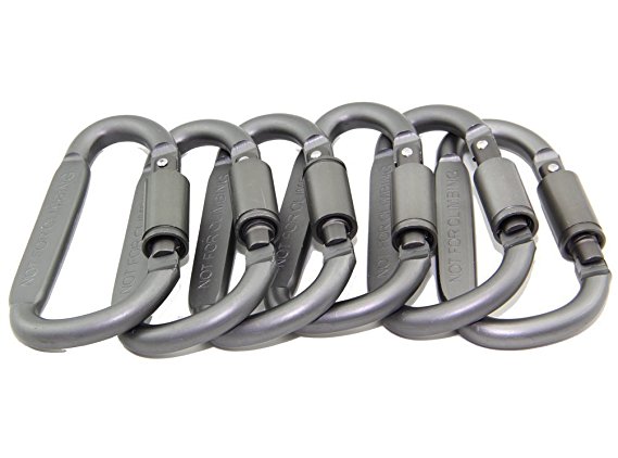 Xgeek 174; 6 PCS Aluminum Alloy D-Ring High Strength Carabiner Key Chain Clip Hook For Camping Hiking (Not for Climbing)