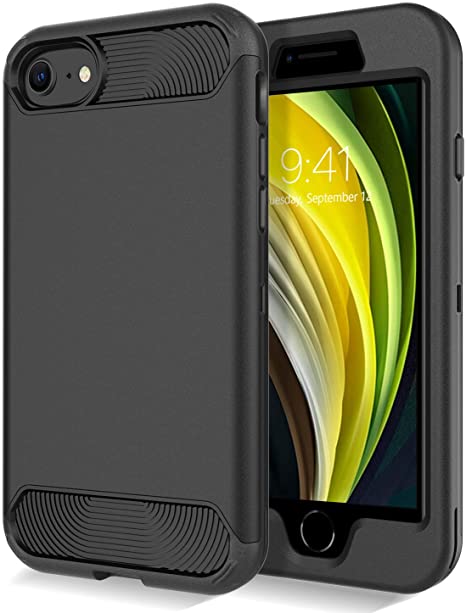 BENTOBEN iPhone SE 2020 Case (2nd Generation), iPhone 7 Case, iPhone 8 Case, Hard PC Back Soft TPU Bumper Protective Case Cover for iPhone SE2/7/8 4.7", Black