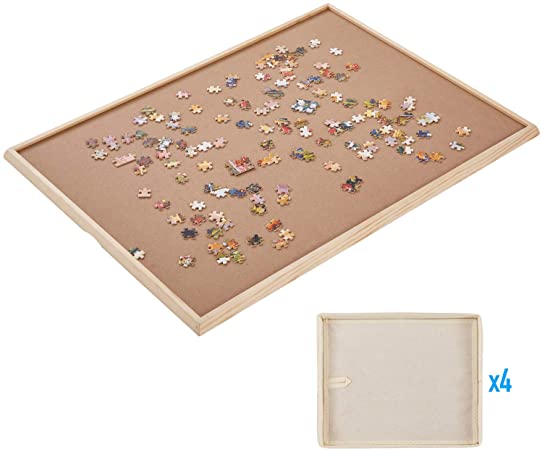 Standard Size: 34"×26", Puzzle Board, Puzzle Table, Puzzle Tables for Adults, Puzzle Table, Puzzle Tray with 4 Storage Bags