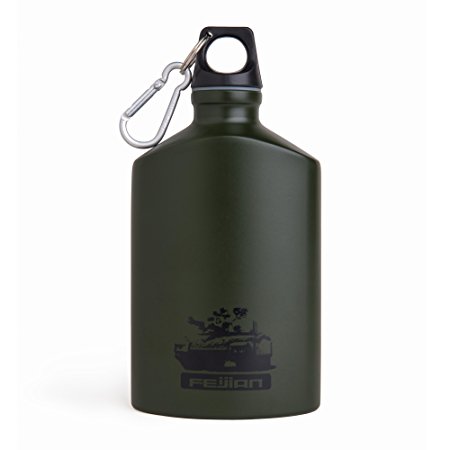 T-TOPER Outdoor Sports Aluminum Flat Military Canteen Oval Kettle Water Bottle,0.5L